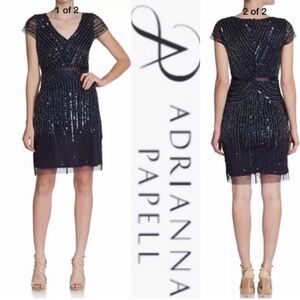 NAVY BLUE Adrianna Papell cap sleeve dress